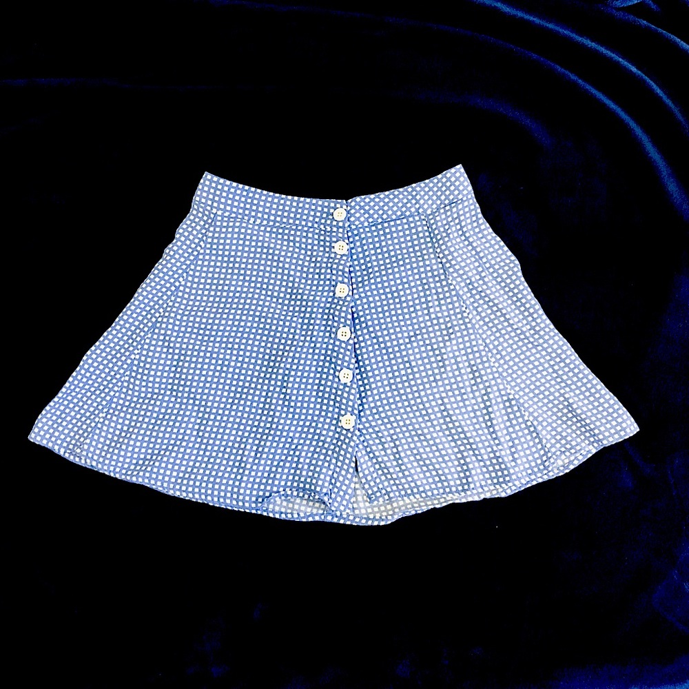 blue checkered skirt